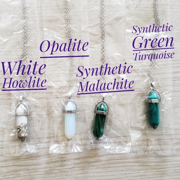 🌷Chakra crystal gemstone pendant necklace - silver - Picture 6 of 10